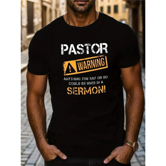 Ultra-Soft, Breathable, Moisture-Wicking Hot Pastor Warning Print For Men Women Couple Fashion T-Shirt, Comfort-Fit Crew Neck, Street Short Sleeve Cotton Casual Summer Tee Made in USA