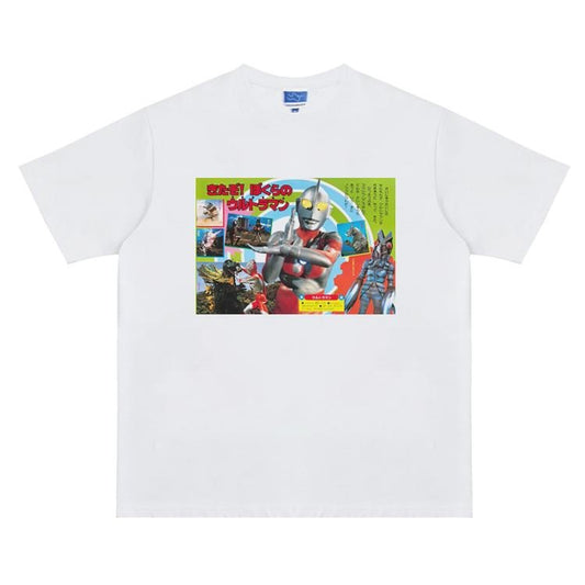 Ultraman "The First" Heavyweight Vintage Tee 100% Cotton OVERSIZED Anime T-shirt Menswear Top Crew Necks Tshirt Casual Streetwear White Crewneck Tropical Shortsleeve