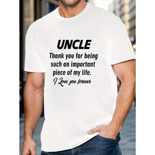 Uncle Appreciation" Men's Casual T-Shirt - Breathable Cotton, Crew Neck, Short Sleeve with Geometric Design - Perfect for Summer Made in USA