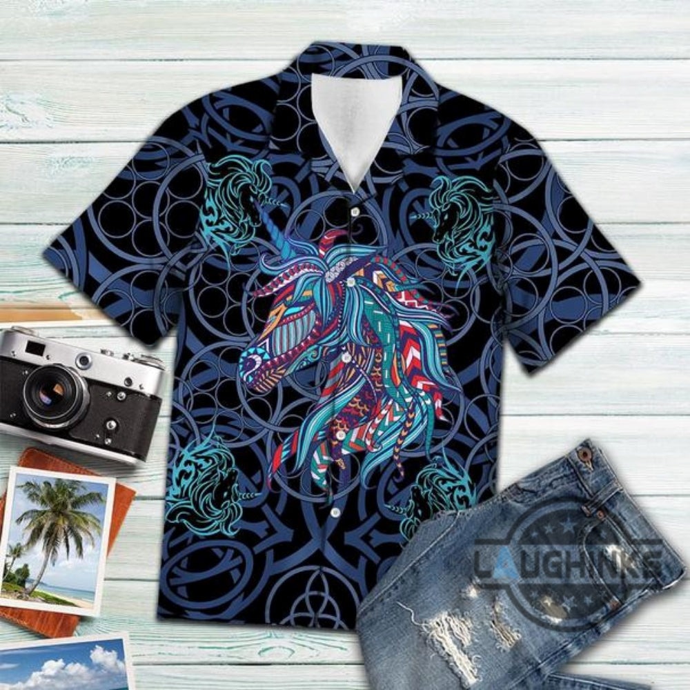 Unicorn Blue Mandala Vikings Tropical Hawaiian Shirt 131 Aloha Hawaii Shirts Aloha Summer Beach Button Up Shirts And Shorts NEW