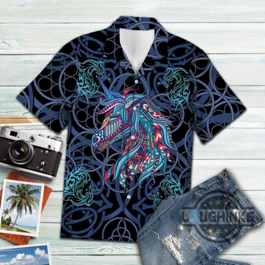 Unicorn Blue Mandala Vikings Tropical Hawaiian Shirt 131 Aloha Hawaii Shirts Aloha Summer Beach Button Up Shirts And Shorts NEW