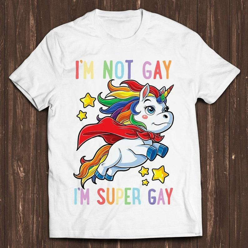 Unicorn Super Gay Pride LGBT T Shirt Hoodie Sweater LGBTQ Ally Rainbow Flag Meme Gift Funny Tee Style Unisex Gamer Cult Movie Music T Shirt C955