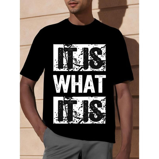 Unique Graphic It Is What It Is T-Shirt - Stylish Tees Designed Exclusively For Men, Ultra-Casual Short Sleeve Design, Perfect For Summer Outings, Relaxed Fit Print Tee For Mens Summer Wardrobe Made in USA