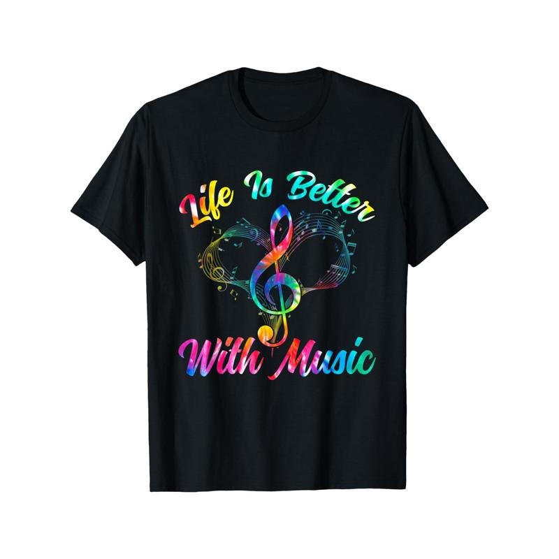 Unique Music Lover's Gift - Life Is Better With Music Notes Symbol Tie Dye Musician T-Shirt Made in USA Hoodie, Sweatshirt