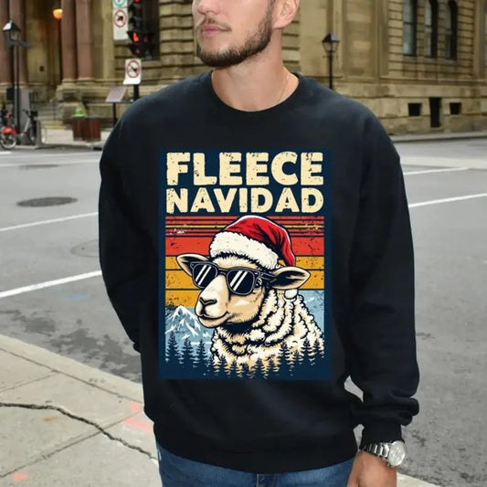 Unisex Fleece Navidad Sweater, Spanish Merry Christmas Sweatshirt, Funny Fleece Navidad Christmas Jumper, Llama Feliz Navidad Sweat Shirt, Unisex Sweater Pullover Tee