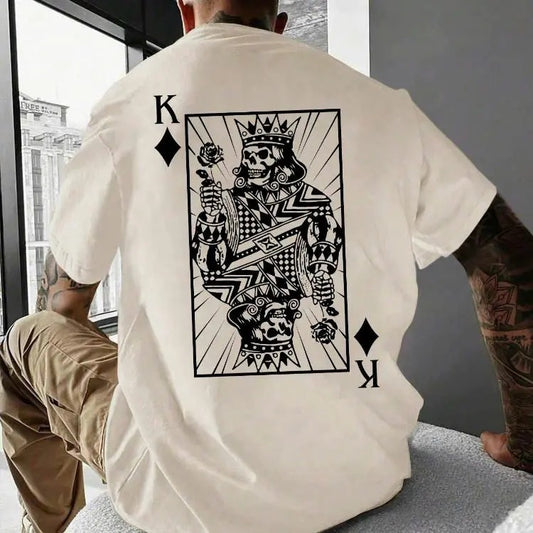 Unisex Men's Playing Card Print Round Neck Tee, Summer Outfits 2024, Regular Fit Streetwear Short Sleeve Crew Neck...