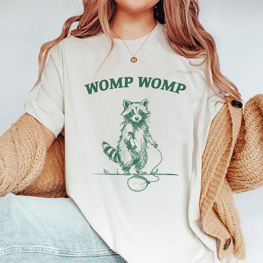 Unisex Womp Womp Vintage Tee, Vintage Womp Womp Raccoon Graphic Tee Women, Funny Raccoon Unhinged Shirts, Unisex Meme T-shirts, Unisex Comfy Oversized Graphic Tee, Menswear, Women's Tops, Womenswear, Cotton Fabric Relaxed Fit Chic Style