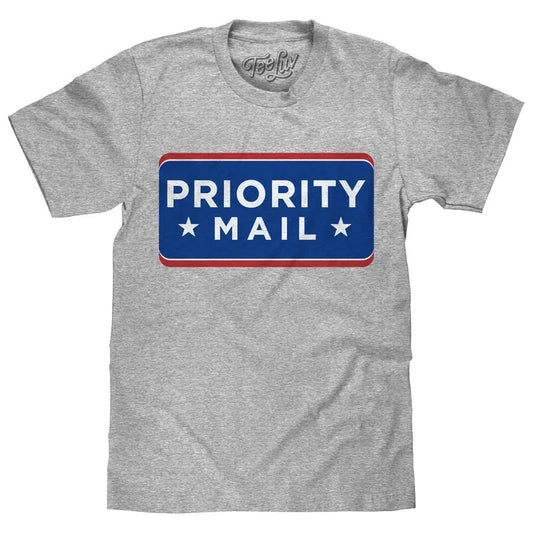 United States Postal Service USPS Priority Mail T-Shirt - Athletic Heather Gray Hoodie, Sweatshirt | InkThreadWorks.com