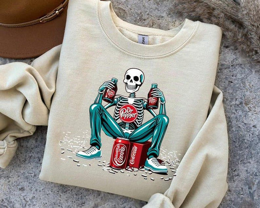 [Up To 5XL] DR. Pepper Shirt, Dr. Pepper Skeleton Shirt, Dr. Pepper Soda, Gift for Her, Gift for Him, Trendy Graphic Shirt