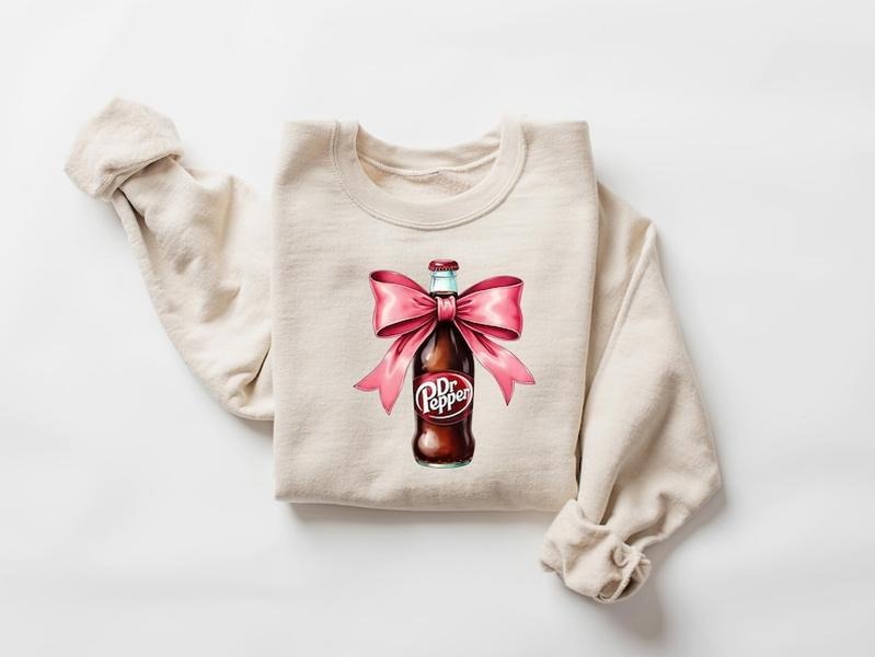 [Up To 5XL] Dr Pepper Pink Bow Coquette Sweatshirt, Cute Pink Soda Drink Shirt, Dr.Pepper T-Shirt, Aesthetic Girly Tee,...