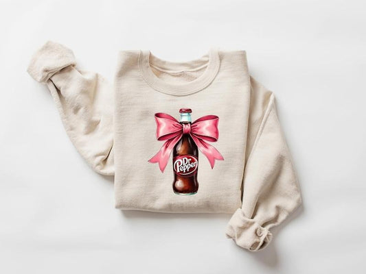 [Up To 5XL] Dr Pepper Pink Bow Coquette Sweatshirt, Cute Pink Soda Drink Shirt, Dr.Pepper T-Shirt, Aesthetic Girly Tee,...