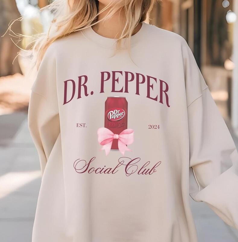 [Up To 5XL] Dr Pepper Sweatshirt Coquette Social Club Vintage Bow Preppy Stuff Girls Trip Soda Funny Christmas Gift for...
