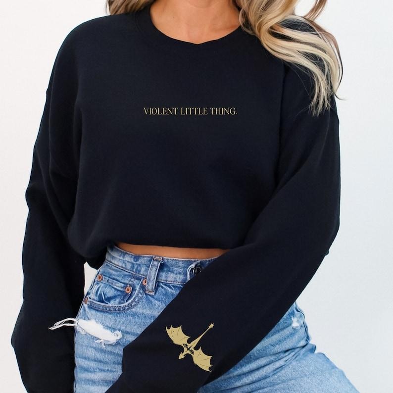 [Up To 5XL] Violent Little Thing Sweatshirt - Unisex - Fourth Wing - Basgiath War Collage - Dark Academia, Xaden Riorson...