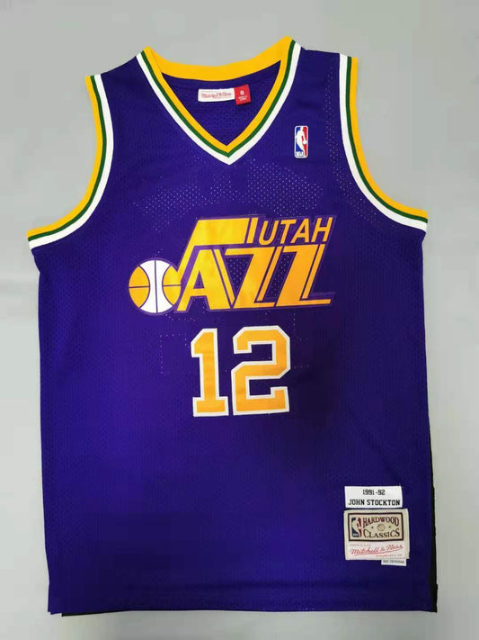Utah Jazz #12 John Stockton Jazz 12# Retro - Purple Style 2