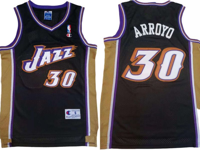 Utah Jazz #30 Arroyo Jazz 30 # · carlos arroyo Retro Black Premium Mesh Jersey