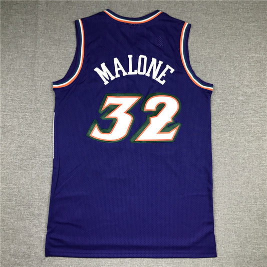 Utah Jazz #32 Karl Malone Jazz 32 Purple Gold Logo Style 3
