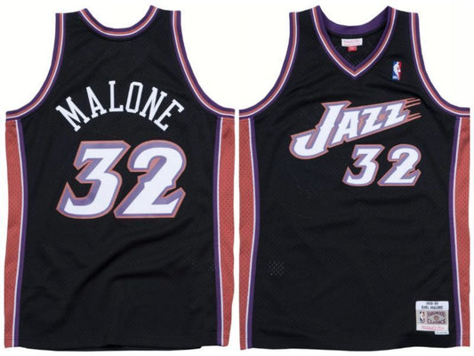 Utah Jazz #32 Karl Malone Jazz 32 # Karl - Malone Retro m&n Black Premium Mesh Jersey