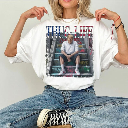V1ral Thug Life President Design | Preppy Edgy, Unisex Shirt, Amer1ca Shirt Hoodie, Sweatshirt | InkThreadWorks.com