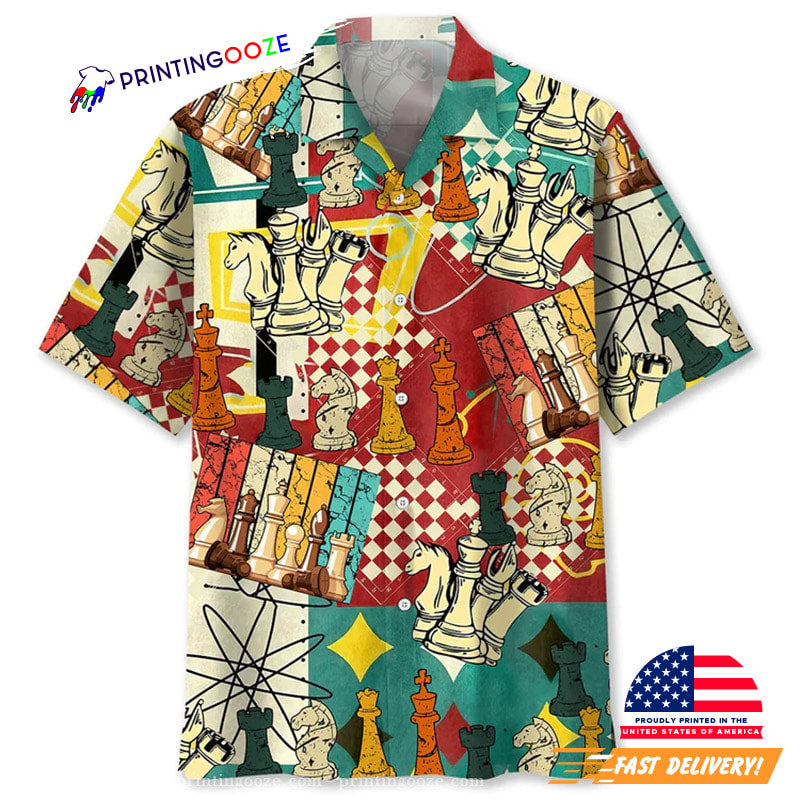 Vintage Chess Hawaiian Shirt, Gift For Dad Who Love Chess
