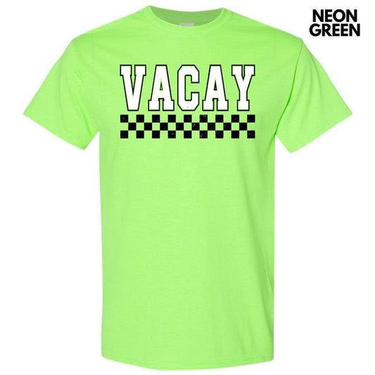 Vacay Varsity Checkered Gildan Short Sleeve T-Shirt 'NLB' Hoodie, Sweatshirt | InkThreadWorks.com