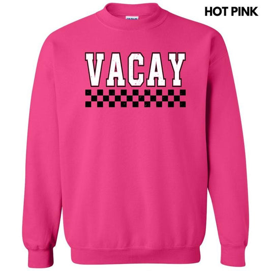 Vacay Varsity Checkered Sweatshirt 'NLB' T-Shirts, Hoodie | InkThreadWorks.com
