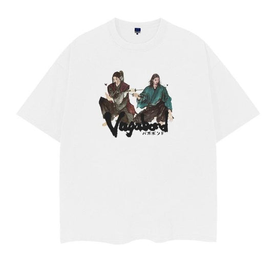 Vagabond "A Match for the Master" Heavyweight Vintage Tee 100% Cotton OVERSIZED Anime T-shirt Menswear Top Crew Necks Tshirt Casual Streetwear White Crewneck Tropical Operator Shortsleeve
