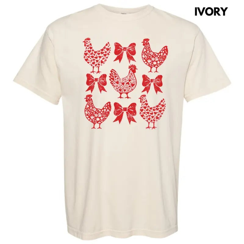 Valentine Chickens Comfort Colors T-Shirt Hoodie, Sweatshirt | InkThreadWorks.com