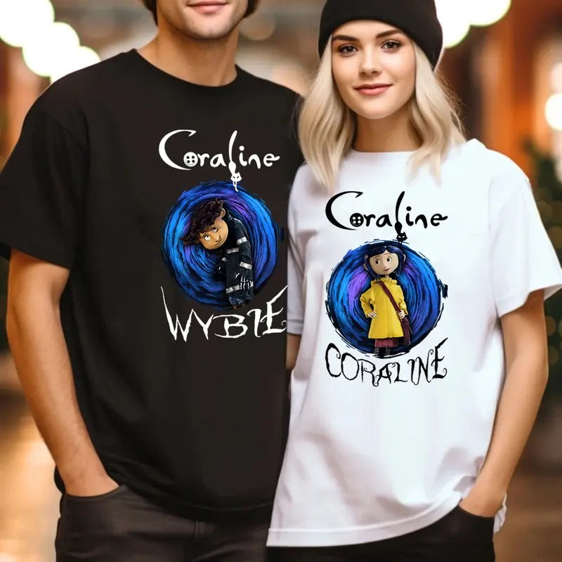 Valentine Couple Shirt, Wybie and Coraline Couple Sweatshirt, Cute Coraline T-Shirt, Valentine Movie Hoodie Shirt
