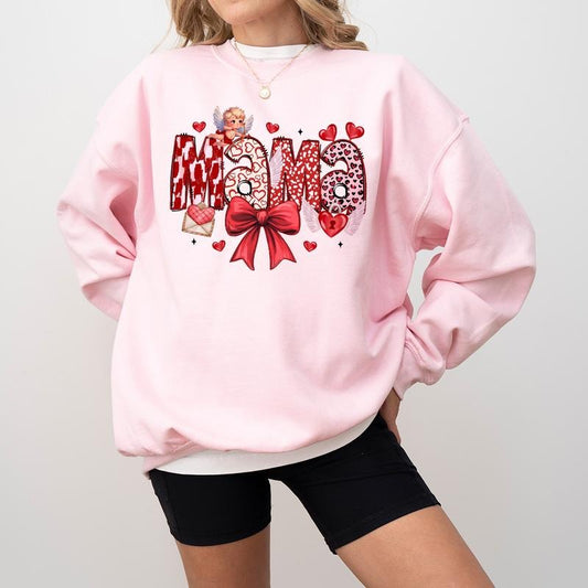 Valentine Mama Sweatshirt, Valentine Coquette Sweatshirt, Coquette Bow Shirt, Valentine Day Gift, Cute Mothers Day Gift,...
