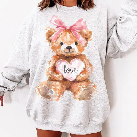 Valentine's Day Bear Coquette Sweatshirt, Bear With Heart Sweatshirt, Valentine's Day Sweatshirt, Valentine Shirt, Gift...