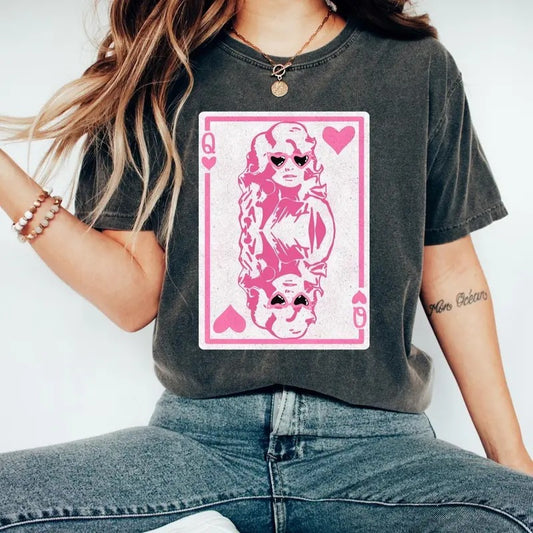 Valentine's Day Queen of Hearts Comfort Colors Shirt, Cute Pink Dolly Valentine Shirt, Valentine's Design, Valentine's Day 2025