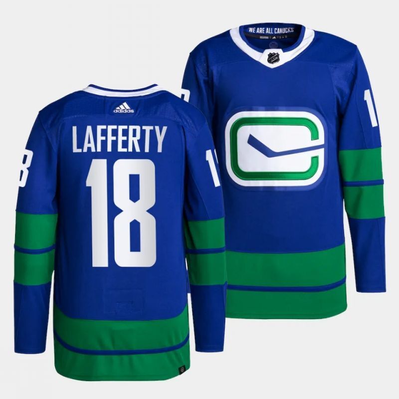 Vancouver Canucks #18 sam lafferty alternate blue jersey