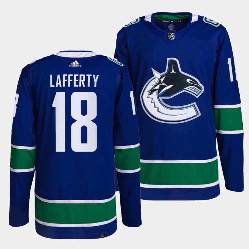 Vancouver Canucks #18 sam lafferty home blue jersey