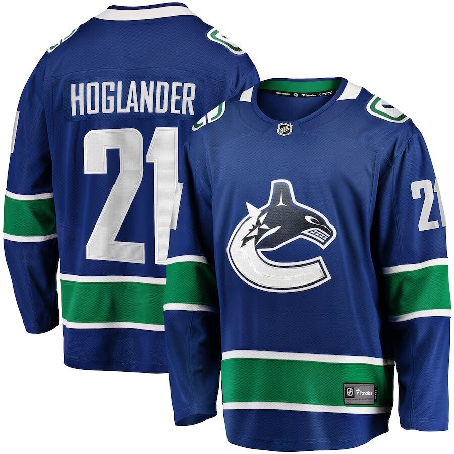 Vancouver Canucks #21 Nils Hoglander Home Premier Breakaway Player Jersey - Blue