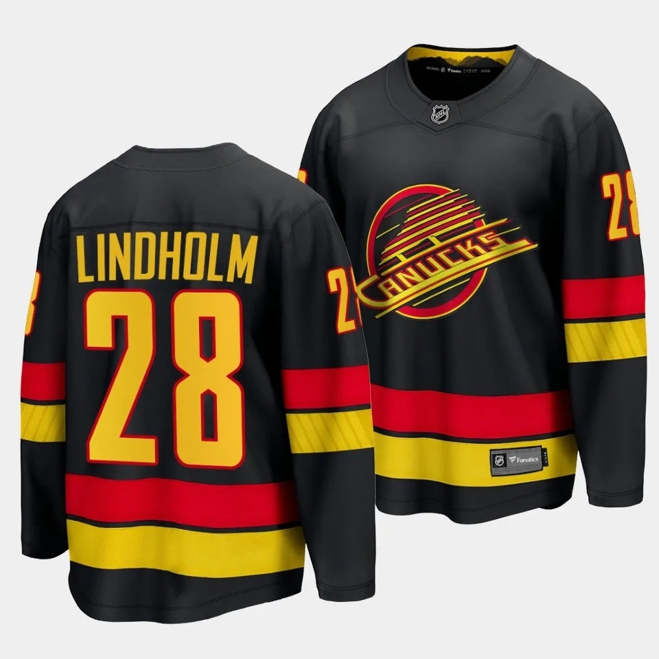 Vancouver Canucks #28 Elias Lindholm Alternate Black Player Jersey