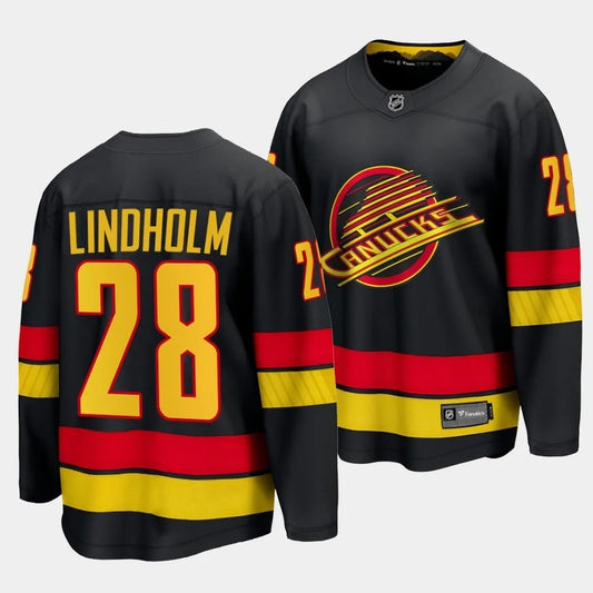 Vancouver Canucks #28 Elias Lindholm Alternate Black Player Jersey