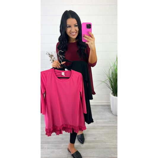 Vanessa Ruffled Hem Tunic Top T-Shirts, Hoodie, Sweatshirt | InkThreadWorks.com
