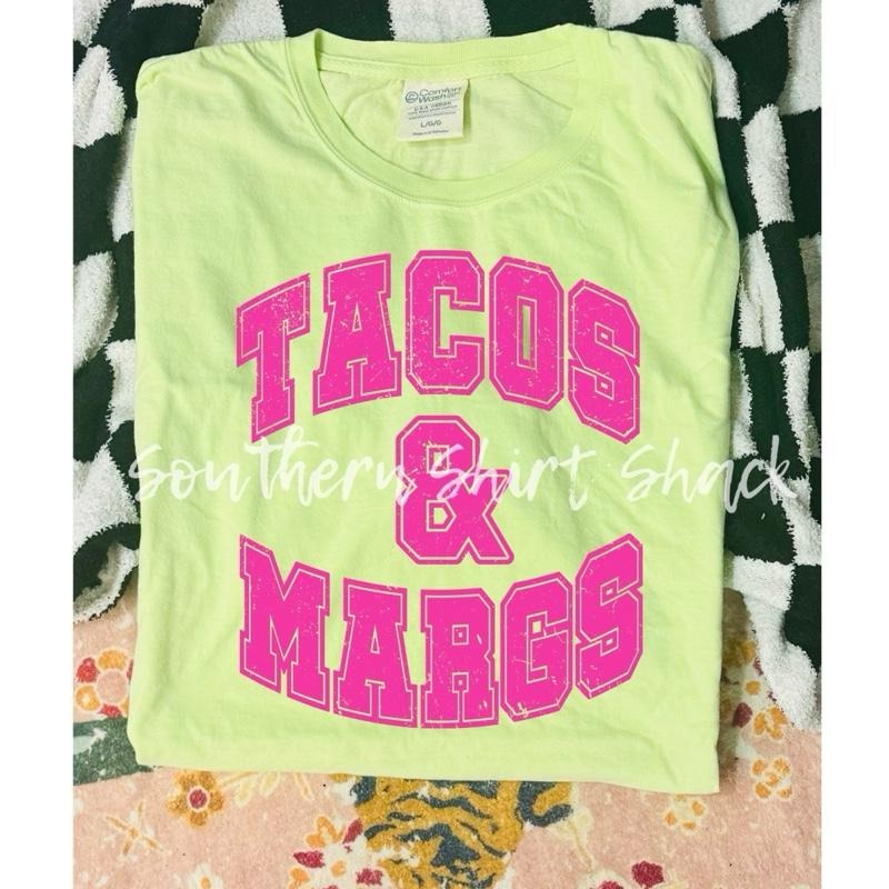 Varsity tacos and margs t shirt |  comfort wash shirt | cinco de mayo t shirt Hoodie, Sweatshirt | InkThreadWorks.com