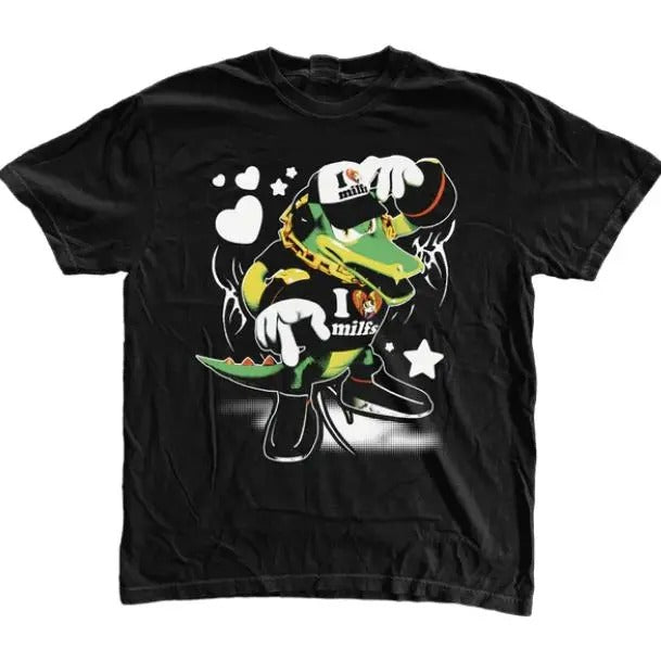 Vector the Crocodile Green Lover T-Shirt, Unisex Vintage Graphic Tees Gothic Grunge Y2k Emo Scene Amity Affliction Style Clothes Men Women Streetwear