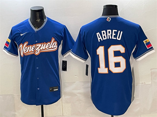 Venezuela Baseball #16 Wilyer Abreu Royal 2026 World Baseball Classic Road Stadium
