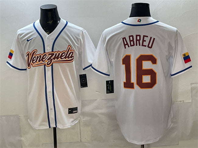 Venezuela Baseball #16 Wilyer Abreu White 2026 World Baseball Classic Home Stadium