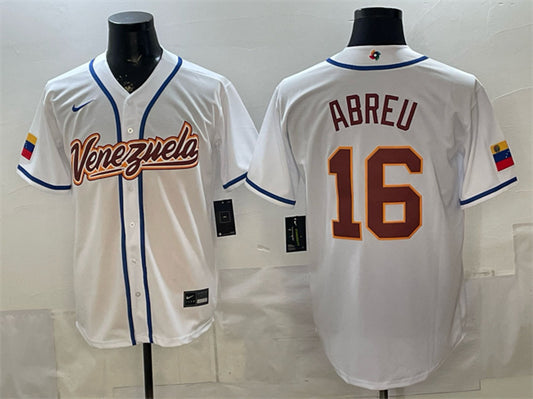 Venezuela Baseball #16 Wilyer Abreu White 2026 World Baseball Classic Home Stadium