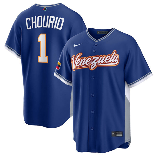 Venezuela Baseball #1 Jackson Chourio Royal 2026 World Baseball Classic Home