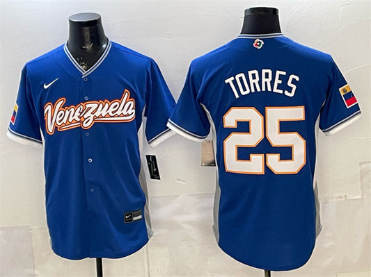 Venezuela Baseball #25 Gleyber Torres Royal 2026 World Baseball Classic Road Stadium