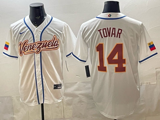 Venezuela baseball #14 Tovar white 2026 world baseball classic 26 World Cup