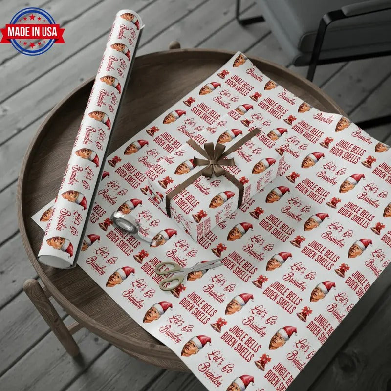 Very Confused Biden Christmas Wrapping Paper Happy Easter - Christmas Song Biden Smells Gift - Let's Go Brandon Pro Trump...