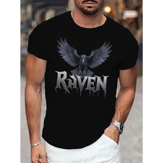 Vibrant Crow Graphic Tee Shirt - Men's Casual Short Sleeve Summer T-Shirts with Comfortable Fit and Breathable Fabric Made in USA Made in USA