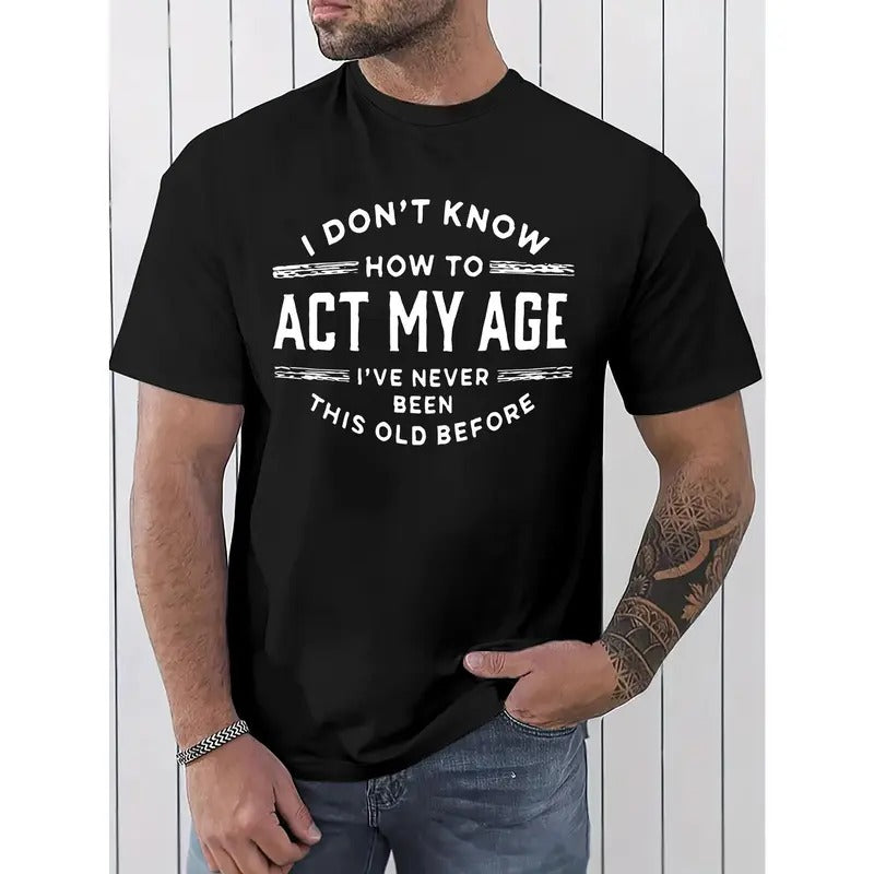 Vibrant Letter-printed T-shirt - Breathable Short Sleeves, Classic Crew Neck, Relaxed Casual Top - Perfect for Mens Summer and Spring Fashion Made in USA