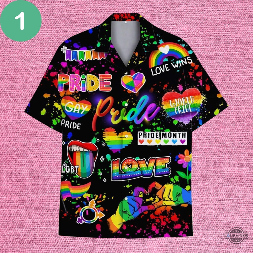 Vibrant Rainbow Pride Hawaiian Shirt And Shorts Lgbtq Aloha Beach Button Up Shirts Trending Summer Gift