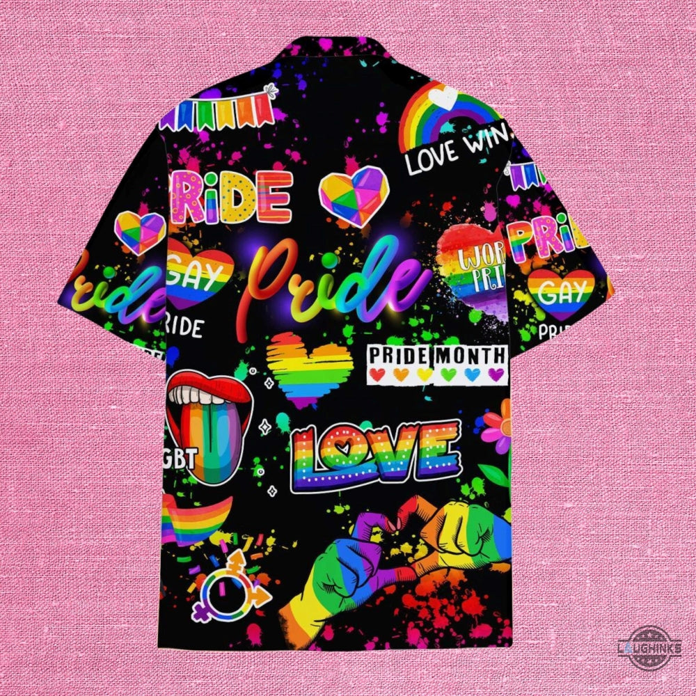Vibrant Rainbow Pride Hawaiian Shirt And Shorts Lgbtq Aloha Beach Button Up Shirts Trending Summer Gift